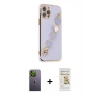 MARSİLYAN™- iPhone 12 Pro Max Kılıf Nova Işık Prime - Siyah Mat Seramik Nano Ekran Koruyucu + Neon Fosforlu Kamera Lens - YL