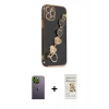 MARSİLYAN™- iPhone 12 Pro Max Kılıf Nova Işık Prime - Siyah Mat Seramik Nano Ekran Koruyucu + Neon Fosforlu Kamera Lens - YL