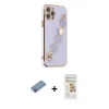 MARSİLYAN™- iPhone 12 Pro Max Kılıf Nova Işık Prime - Siyah Mat Seramik Nano Ekran Koruyucu + Pembe Shine Kamera Lens Koruma Cam