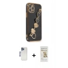 MARSİLYAN™- iPhone 12 Pro Max Kılıf Nova Işık Prime - Siyah Mat Seramik Nano Ekran Koruyucu + Shine Kamera Lens - LT