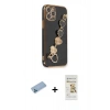 MARSİLYAN™- iPhone 12 Pro Max Kılıf Nova Işık Prime - Siyah Mat Seramik Nano Ekran Koruyucu + Shine Kamera Lens Koruma Cam - MI