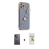 MARSİLYAN™- iPhone 12 Pro Max Kılıf Nova Işık Prime - Siyah Mat Seramik Nano Ekran Koruyucu + Neon Fosforlu Kamera Lens - YL