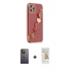 MARSİLYAN™- iPhone 12 Pro Max Kılıf Nova Işık Prime - Siyah Mat Seramik Nano Ekran Koruyucu + Neon Fosforlu Kamera Lens - YL