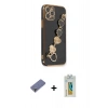 MARSİLYAN™- iPhone 12 Pro Max Kılıf Nova Işık Prime - Siyah Polymer Nano Ekran Koruyucu + Metal Kamera Lens Koruma Cam - GD