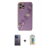 MARSİLYAN™- iPhone 12 Pro Max Kılıf Nova Işık Prime - Siyah Polymer Nano Ekran Koruyucu + Neon Fosforlu Kamera Lens - MI