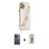MARSİLYAN™- iPhone 12 Pro Max Kılıf Nova Işık Prime - Siyah Polymer Nano Ekran Koruyucu + Neon Fosforlu Kamera Lens - MI
