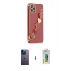 MARSİLYAN™- iPhone 12 Pro Max Kılıf Nova Işık Prime - Siyah Polymer Nano Ekran Koruyucu + Neon Fosforlu Kamera Lens - MI
