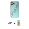 MARSİLYAN™- iPhone 12 Pro Max Kılıf Nova Işık Prime - Siyah Polymer Nano Ekran Koruyucu + Renkli Kamera Lens Koruma Cam - SI