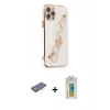 MARSİLYAN™- iPhone 12 Pro Max Kılıf Nova Işık Prime - Siyah Polymer Nano Ekran Koruyucu + Renkli Kamera Lens Koruma Cam - TU