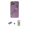 MARSİLYAN™- iPhone 12 Pro Max Kılıf Nova Işık Prime - Siyah Polymer Nano Ekran Koruyucu + Renkli Kamera Lens Koruma Cam - SI