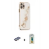 MARSİLYAN™- iPhone 12 Pro Max Kılıf Nova Işık Prime - Siyah Polymer Nano Ekran Koruyucu + Renkli Kamera Lens Koruma Cam - SI