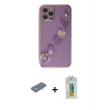 MARSİLYAN™- iPhone 12 Pro Max Kılıf Nova Işık Prime - Siyah Polymer Nano Ekran Koruyucu + Renkli Kamera Lens Koruma Cam - YL