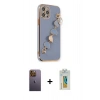 MARSİLYAN™- iPhone 12 Pro Max Kılıf Nova Işık Prime - Siyah Polymer Nano Ekran Koruyucu + Neon Fosforlu Kamera Lens - SI