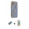 MARSİLYAN™- iPhone 12 Pro Max Kılıf Nova Işık Prime - Siyah Polymer Nano Ekran Koruyucu + Shine Kamera Lens Koruma Cam - SH