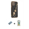 MARSİLYAN™- iPhone 12 Pro Max Kılıf Nova Işık Prime - Siyah Polymer Nano Ekran Koruyucu + Shine Kamera Lens Koruma Cam - GI