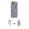 MARSİLYAN™- iPhone 12 Pro Max Kılıf Nova Işık Prime - Siyah Polymer Nano Ekran Koruyucu + Shine Kamera Lens - LT