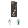 MARSİLYAN™- iPhone 12 Pro Max Kılıf Nova Işık Prime - Siyah Polymer Nano Ekran Koruyucu + Shine Kamera Lens - LT