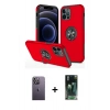MARSİLYAN™- iPhone 12 Pro Max Kılıf Odak Form Prime - Şeffaf 360 Full Body Arka Koruyucu + Neon Fosforlu Kamera Lens - BZ