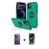MARSİLYAN™- iPhone 12 Pro Max Kılıf Odak Form Prime - Şeffaf 360 Full Body Arka Koruyucu + Neon Fosforlu Kamera Lens - BZ