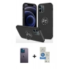 MARSİLYAN™- iPhone 12 Pro Max Kılıf Odak Form Prime - Şeffaf Royal Nano Ekran Koruyucu + Neon Fosforlu Kamera Lens - MI