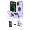 MARSİLYAN™- iPhone 12 Pro Max Kılıf Odak Form Prime - Şeffaf Royal Nano Ekran Koruyucu + Neon Fosforlu Kamera Lens - MI