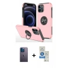 MARSİLYAN™- iPhone 12 Pro Max Kılıf Odak Form Prime - Şeffaf Royal Nano Ekran Koruyucu + Neon Fosforlu Kamera Lens - MI
