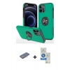 MARSİLYAN™- iPhone 12 Pro Max Kılıf Odak Form Prime - Şeffaf Royal Nano Ekran Koruyucu + Renkli Kamera Lens Koruma Cam - PE