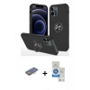 MARSİLYAN™- iPhone 12 Pro Max Kılıf Odak Form Prime - Şeffaf Royal Nano Ekran Koruyucu + Renkli Kamera Lens Koruma Cam - TU