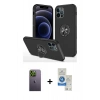 MARSİLYAN™- iPhone 12 Pro Max Kılıf Odak Form Prime - Şeffaf Royal Nano Ekran Koruyucu + Neon Fosforlu Kamera Lens - YL