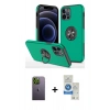 MARSİLYAN™- iPhone 12 Pro Max Kılıf Odak Form Prime - Şeffaf Royal Nano Ekran Koruyucu + Neon Fosforlu Kamera Lens - YL