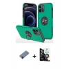 MARSİLYAN™- iPhone 12 Pro Max Kılıf Odak Form Prime - Şeffaf Temperli Cam Ekran Koruyucu + Metal Kamera Lens Koruma Cam - KI