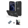 MARSİLYAN™- iPhone 12 Pro Max Kılıf Odak Form Prime - Şeffaf Temperli Cam Ekran Koruyucu + Metal Kamera Lens Koruma Cam - GS