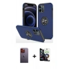 MARSİLYAN™- iPhone 12 Pro Max Kılıf Odak Form Prime - Şeffaf Temperli Cam Ekran Koruyucu + Neon Fosforlu Kamera Lens - TU