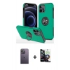 MARSİLYAN™- iPhone 12 Pro Max Kılıf Odak Form Prime - Şeffaf Temperli Cam Ekran Koruyucu + Neon Fosforlu Kamera Lens - BZ