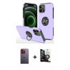 MARSİLYAN™- iPhone 12 Pro Max Kılıf Odak Form Prime - Şeffaf Temperli Cam Ekran Koruyucu + Neon Fosforlu Kamera Lens - TU