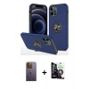 MARSİLYAN™- iPhone 12 Pro Max Kılıf Odak Form Prime - Şeffaf Temperli Cam Ekran Koruyucu + Neon Fosforlu Kamera Lens - SI