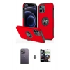 MARSİLYAN™- iPhone 12 Pro Max Kılıf Odak Form Prime - Şeffaf Temperli Cam Ekran Koruyucu + Neon Fosforlu Kamera Lens - BZ
