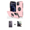 MARSİLYAN™- iPhone 12 Pro Max Kılıf Odak Form Prime - Şeffaf Temperli Cam Ekran Koruyucu + Neon Fosforlu Kamera Lens - BZ