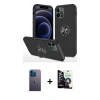 MARSİLYAN™- iPhone 12 Pro Max Kılıf Odak Form Prime - Şeffaf Temperli Cam Ekran Koruyucu + Neon Fosforlu Kamera Lens - MI