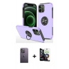 MARSİLYAN™- iPhone 12 Pro Max Kılıf Odak Form Prime - Şeffaf Temperli Cam Ekran Koruyucu + Neon Fosforlu Kamera Lens - BZ