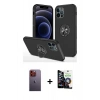 MARSİLYAN™- iPhone 12 Pro Max Kılıf Odak Form Prime - Şeffaf Temperli Cam Ekran Koruyucu + Neon Fosforlu Kamera Lens - TU