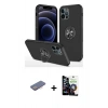 MARSİLYAN™- iPhone 12 Pro Max Kılıf Odak Form Prime - Şeffaf Temperli Cam Ekran Koruyucu + Pembe Renkli Kamera Lens Koruma Cam