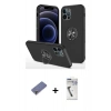 MARSİLYAN™- iPhone 12 Pro Max Kılıf Odak Form Prime - Şeffaf Uv Polymer Nano Ekran Koruyucu + Gold Metal Kamera Lens Koruma Cam