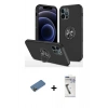 MARSİLYAN™- iPhone 12 Pro Max Kılıf Odak Form Prime - Şeffaf Uv Polymer Nano Ekran Koruyucu + Gold Shine Kamera Lens Koruma Cam