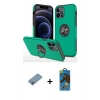 MARSİLYAN™- iPhone 12 Pro Max Kılıf Odak Form Prime - Siyah 18D Cam Ekran Koruyucu + Shine Kamera Lens Koruma Cam - GI