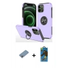 MARSİLYAN™- iPhone 12 Pro Max Kılıf Odak Form Prime - Siyah 18D Cam Ekran Koruyucu + Shine Kamera Lens Koruma Cam - GI
