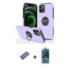 MARSİLYAN™- iPhone 12 Pro Max Kılıf Odak Form Prime - Siyah 18D Cam Ekran Koruyucu + Metal Kamera Lens Koruma Cam - GD