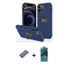 MARSİLYAN™- iPhone 12 Pro Max Kılıf Odak Form Prime - Siyah 18D Cam Ekran Koruyucu + Metal Kamera Lens Koruma Cam - GD