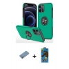 MARSİLYAN™- iPhone 12 Pro Max Kılıf Odak Form Prime - Siyah 18D Cam Ekran Koruyucu + Shine Kamera Lens Koruma Cam - GS