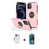 MARSİLYAN™- iPhone 12 Pro Max Kılıf Odak Form Prime - Siyah 18D Cam Ekran Koruyucu + Lacivert Shine Kamera Lens